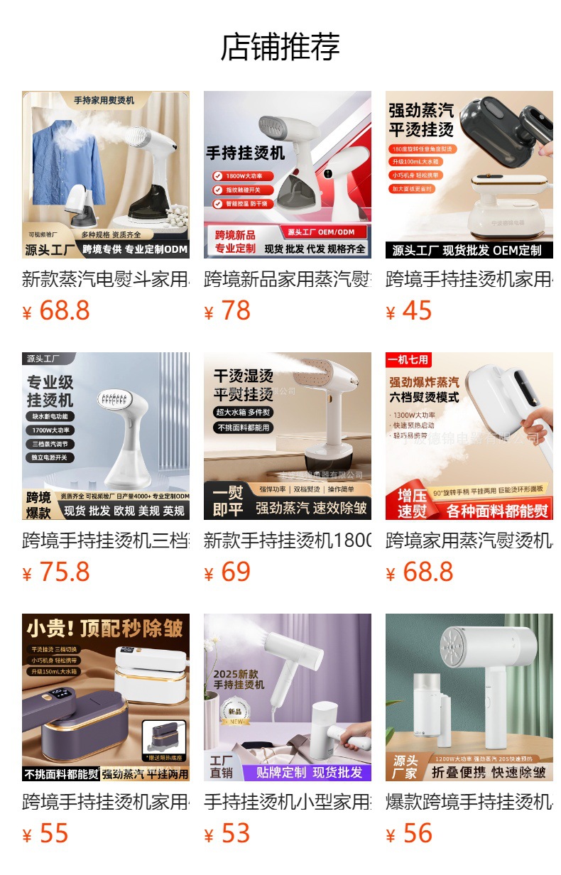 Handheld garment steamer, auto shutoff, 3-level steam