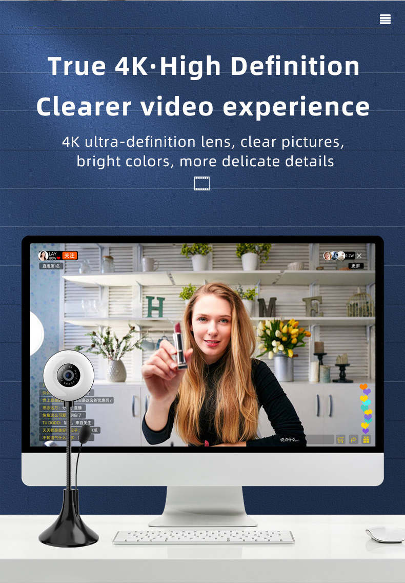 4K auto focus webcam, driver-free