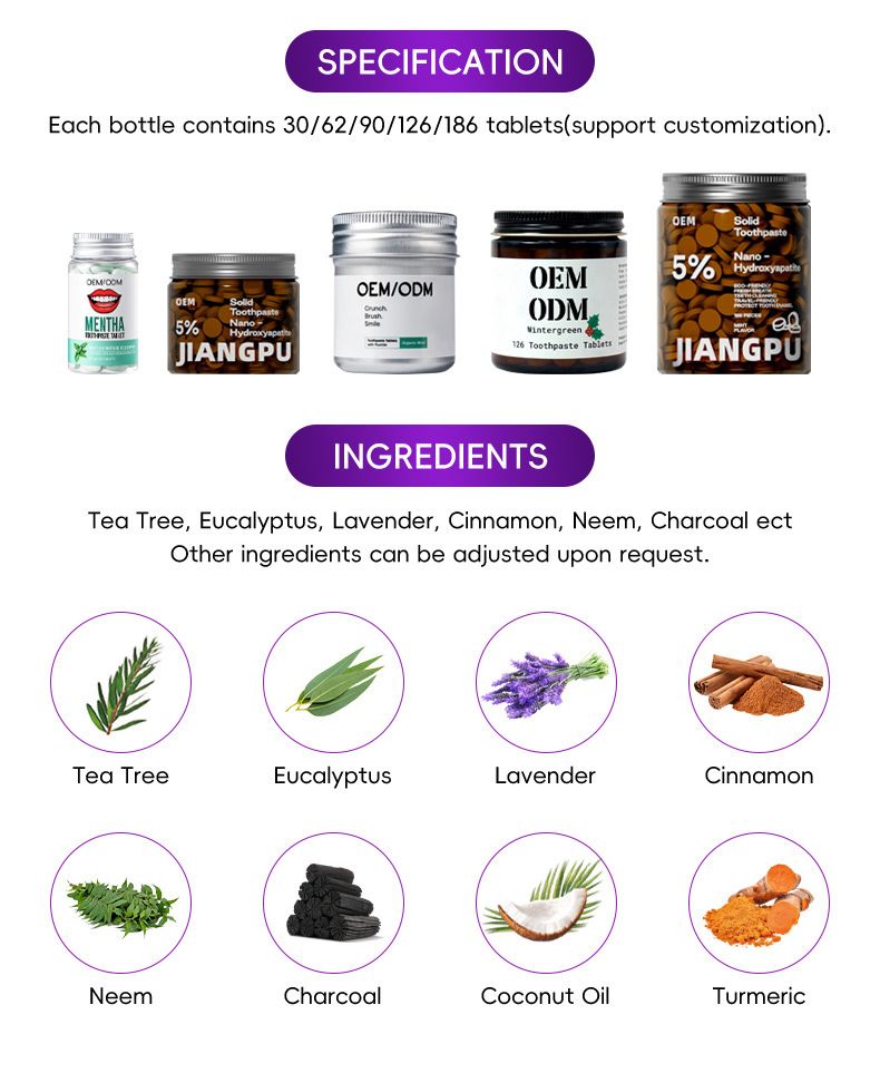 跨境定制oem贴牌美白漱口粒固体牙膏咀嚼片减口臭清新口气去牙渍