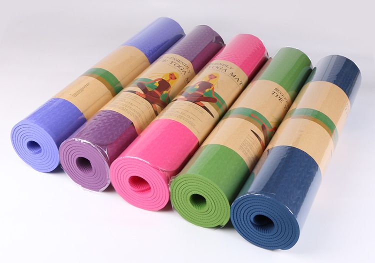 Yoga mat TPE, 183x80x0.6cm, monochrome, for beginners