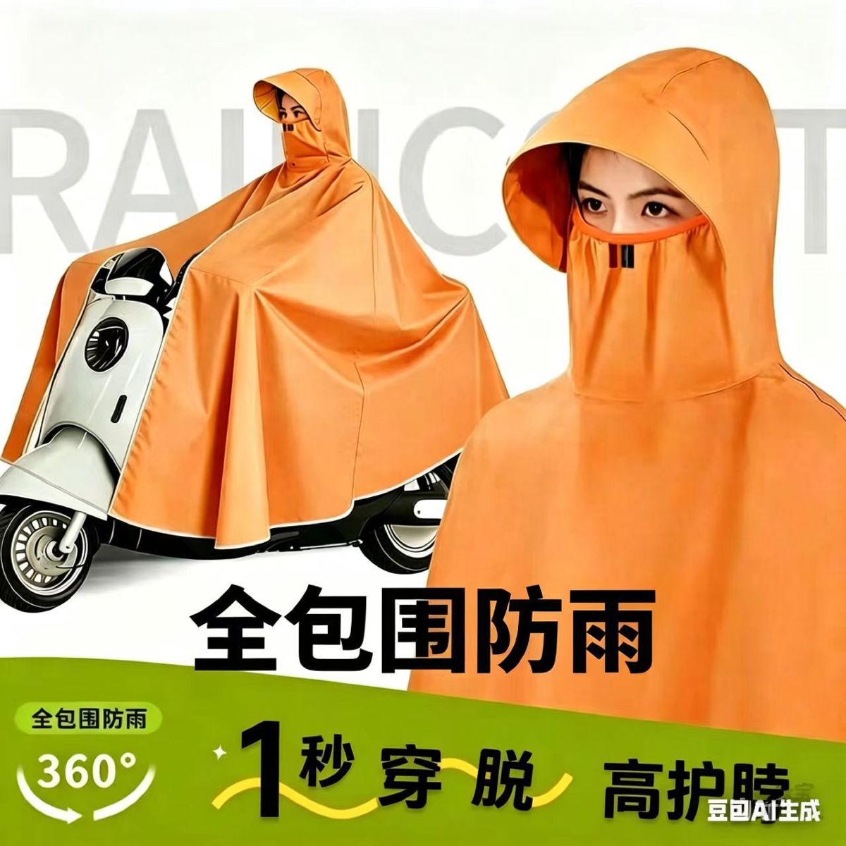 E-Bike Regenponchos, Ganzkörper, verdickt, Starkregen-Schutz