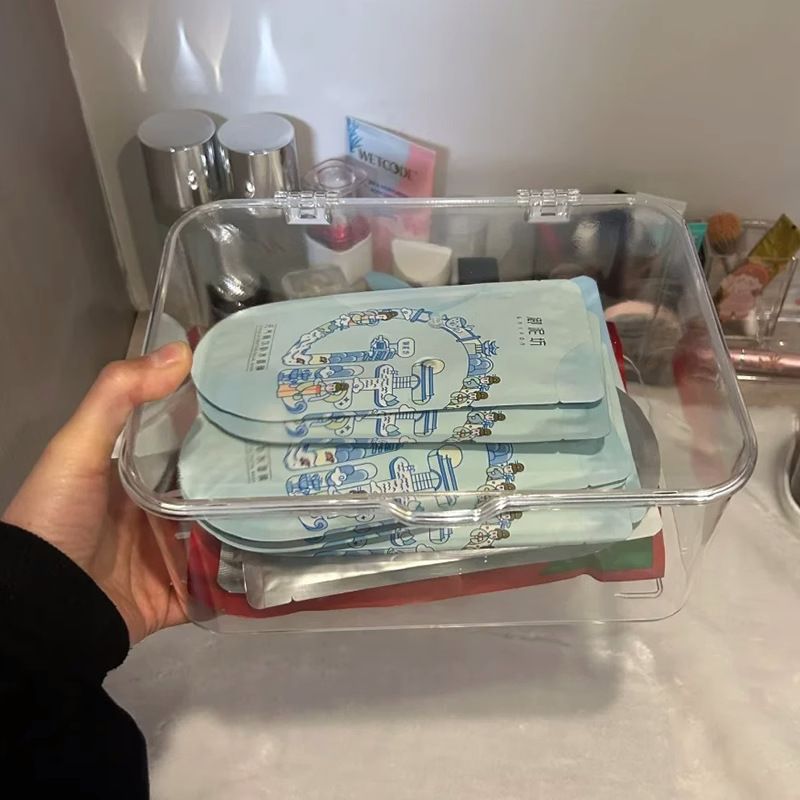 Masaüstü saklama kutusu, şeffaf akrilik, toz geçirmez kapaklı