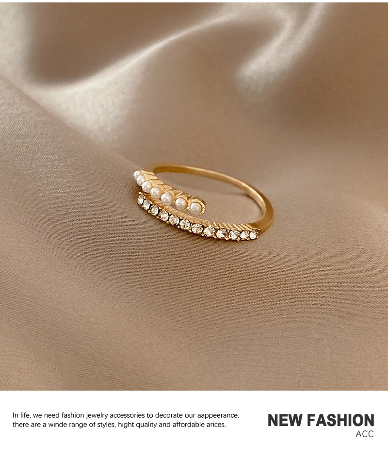 Pearl ring women adjustable open design