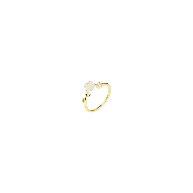 Kamelya-Offener Ring, Zirkon, verstellbar, Damen-Zeigefingerring