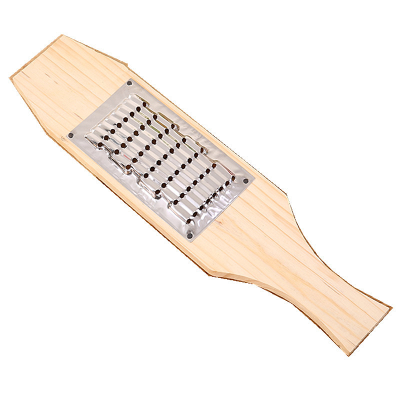 Stainless steel vegetable grater set, multifunctional, wooden base