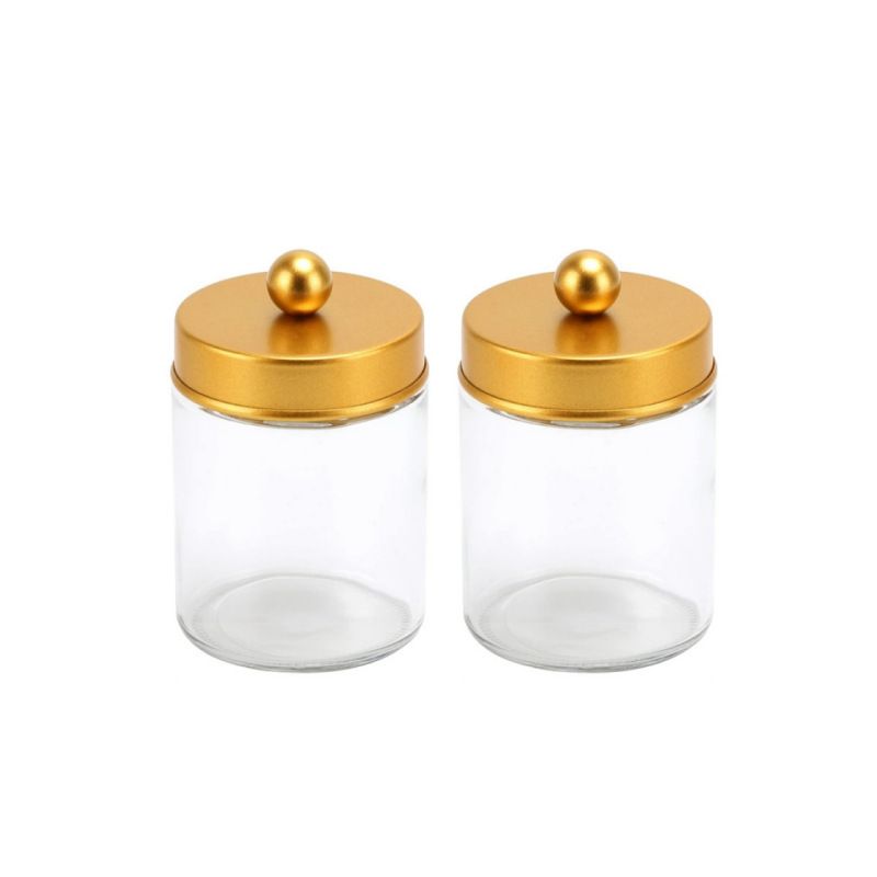Glass bottle bathroom storage set