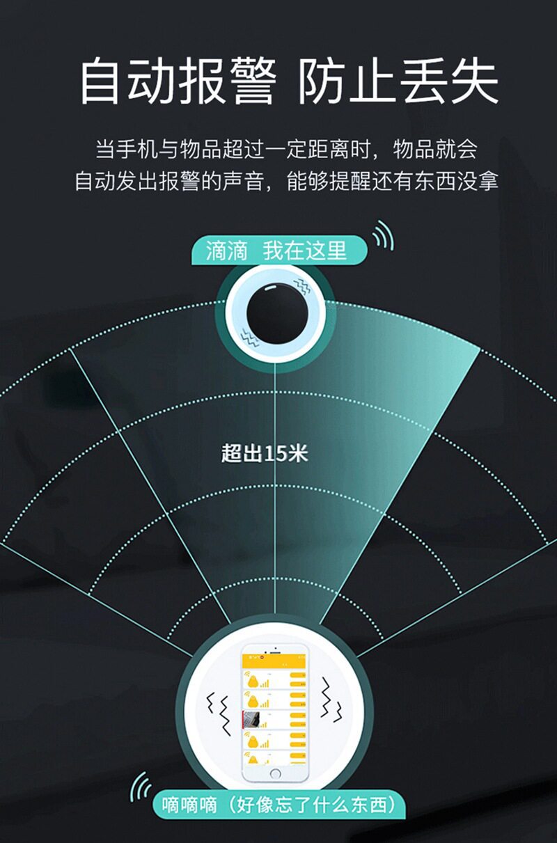 Bluetooth bag tracker with dual-way alarm and location