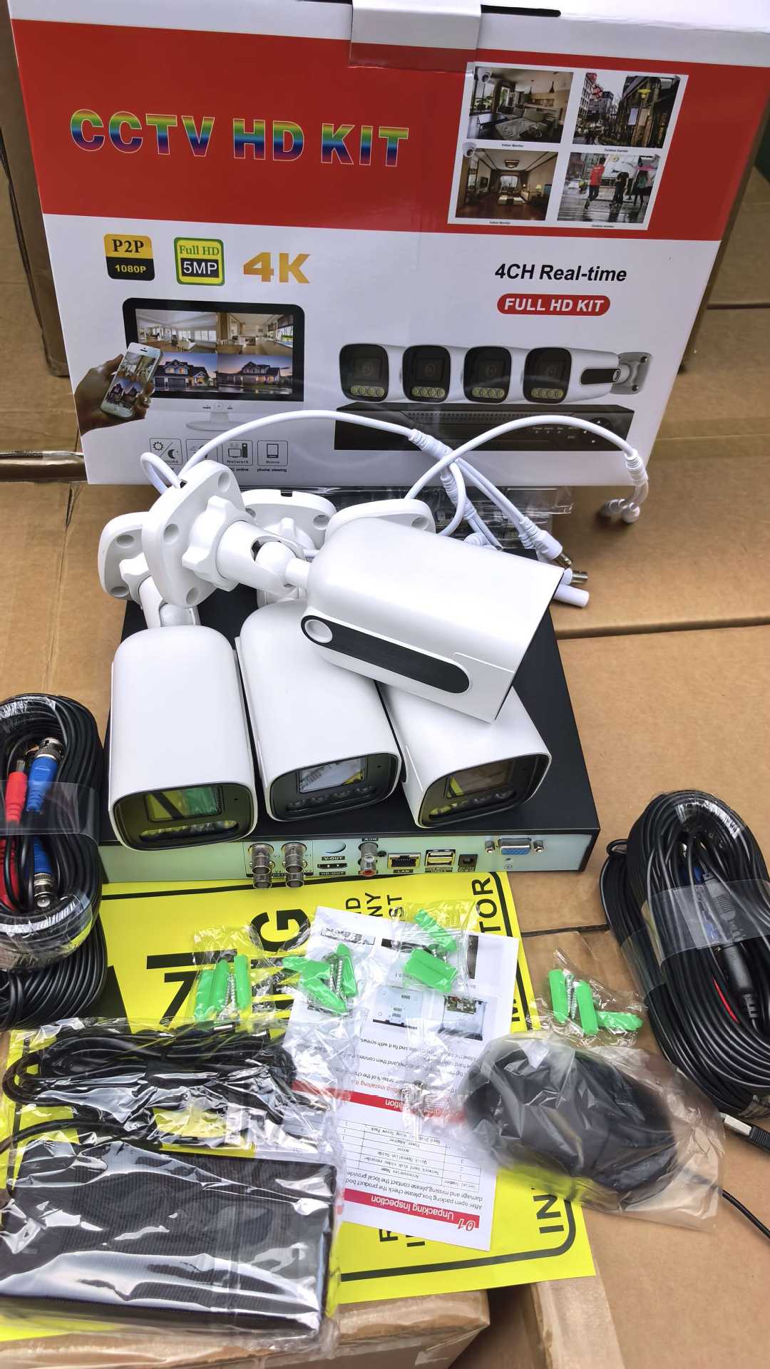 4 kanallı HD ev gözetim kamerası monitör seti