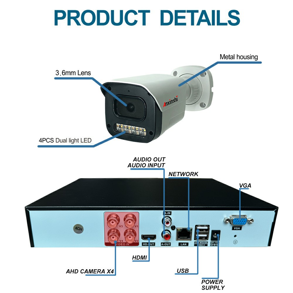 4-Kanal-DVR-Analoges Überwachungssystem Nachtsicht wasserdicht