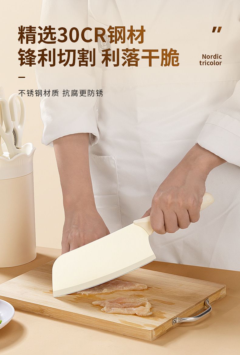 Kitchen knife set with chef, fruit, peeling knives, scissors and holder