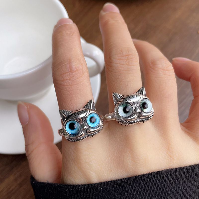 925er Silber Eulen-Ring Vintage-Stil Designer