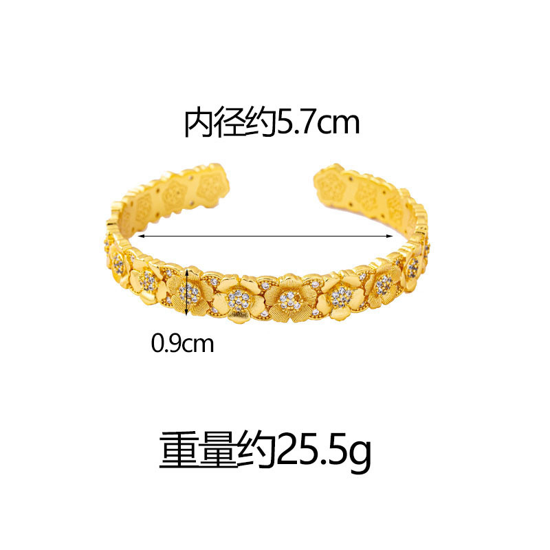 Chinesischer Stil Sand Gold Armband Diamant Blumenschloss