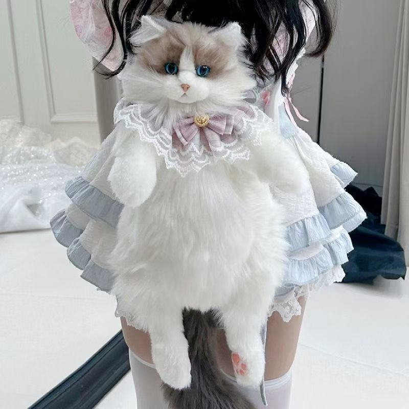 Peluş kedi sırt çantası, sevimli, yumuşak, çocuk oyuncağı ve hediye