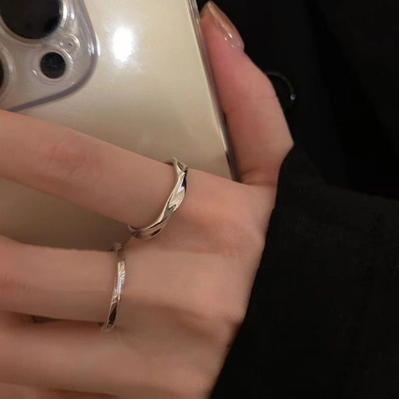 Silber dreiteiliges Ringset Damen, minimalistisch