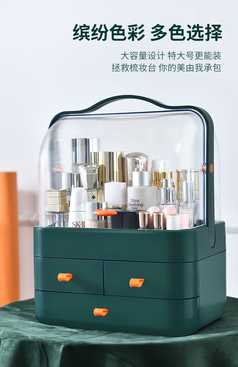 Multi-layer cosmetic storage box, dust-proof, portable