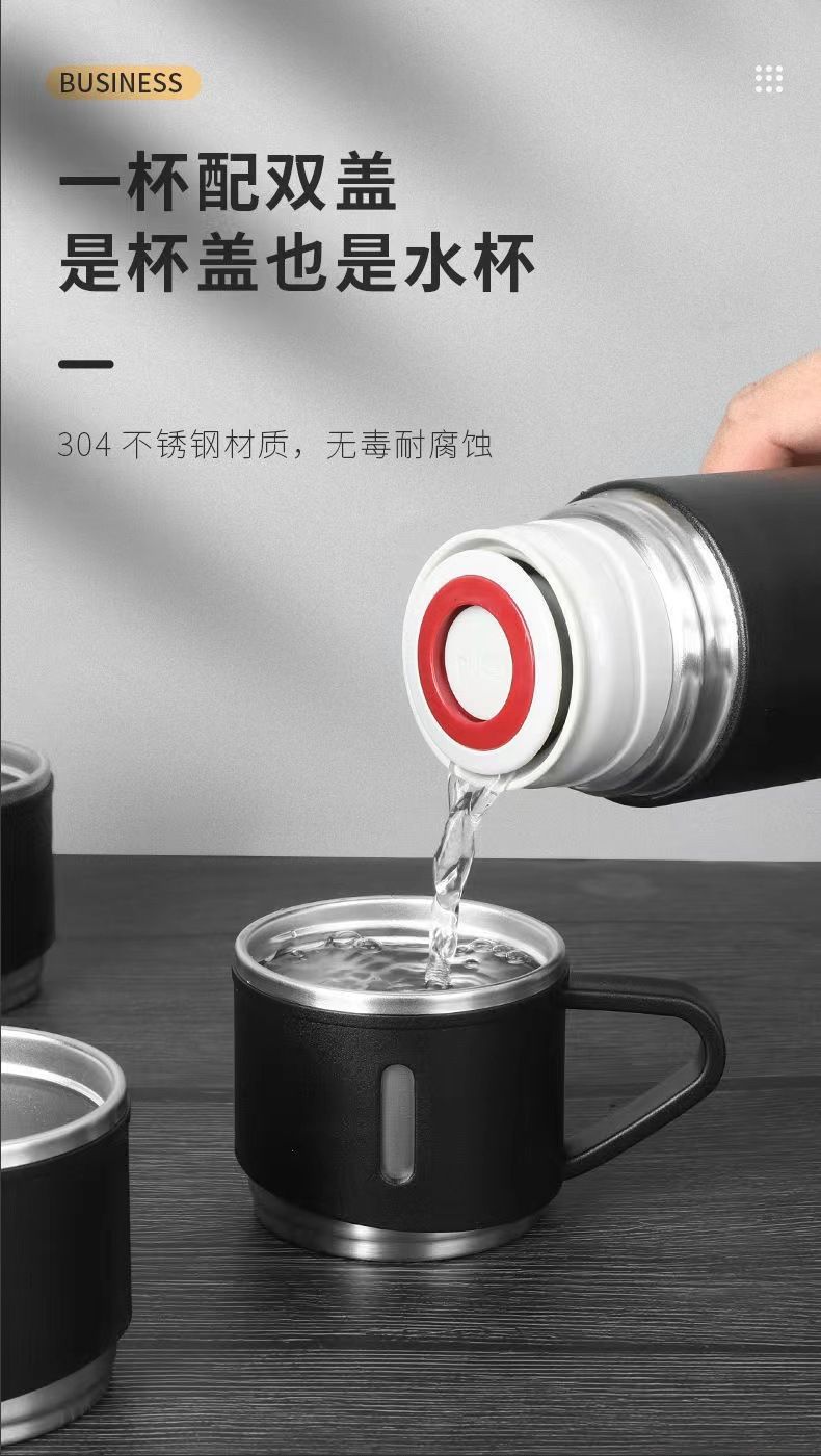 304 stainless steel thermos cup set dual lids gift box