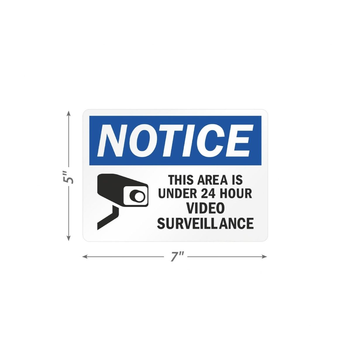 Mavi çerçeveli video gözetim uyarı etiketi CCTV kamerası