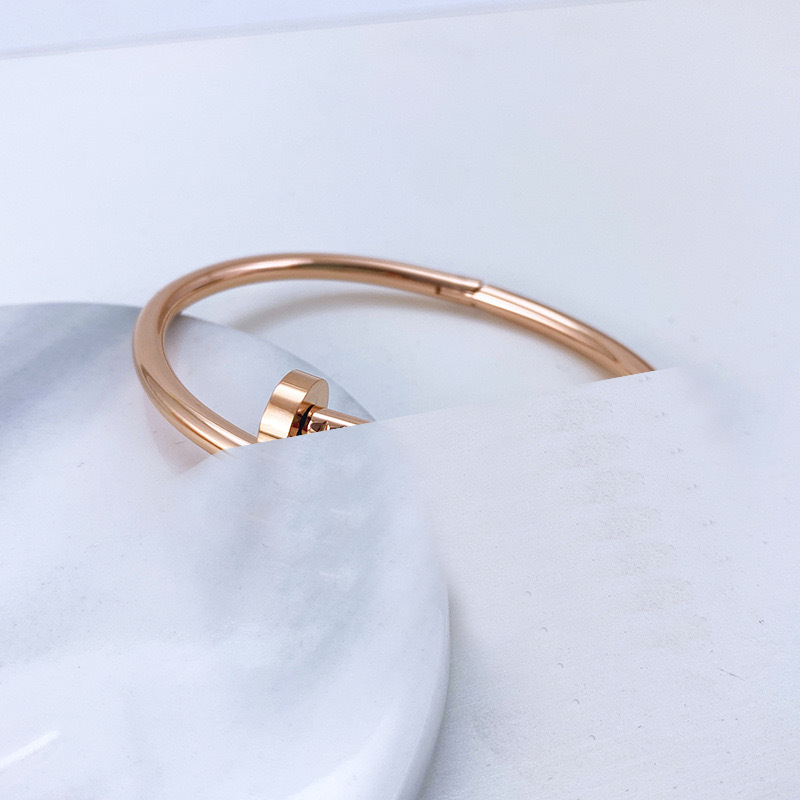 18K roségold açık çiçek bileklik titanyum çelik