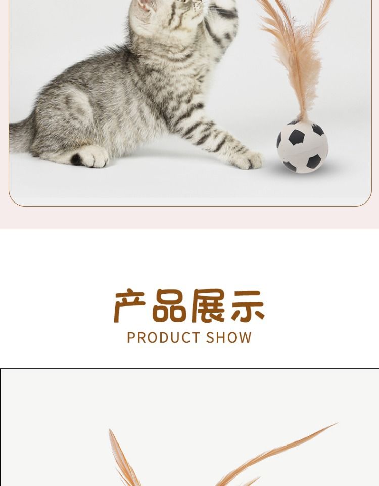 Cat elastic ball toy with feathers and bells