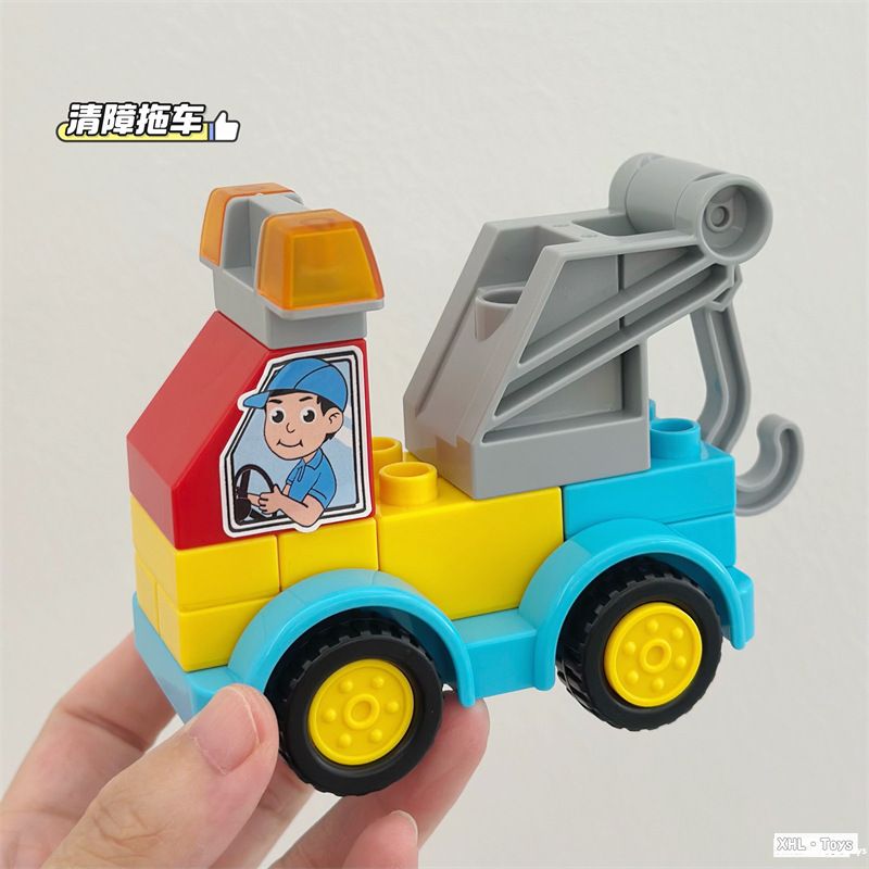 Five-star building block park set, large pieces, train and animal storage box