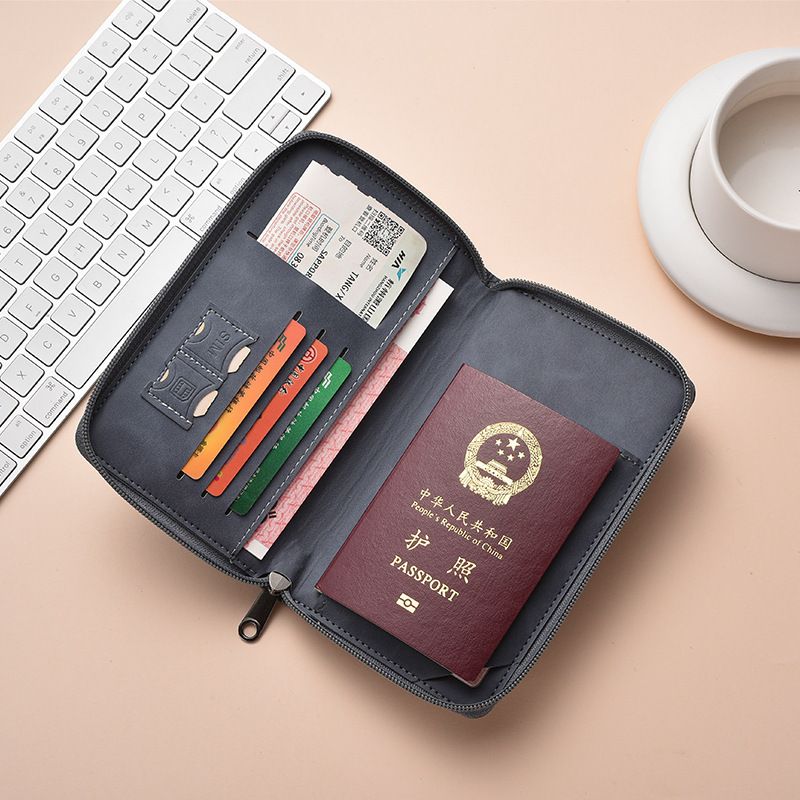 Zippered Passport Holder, Travel Document Organizer