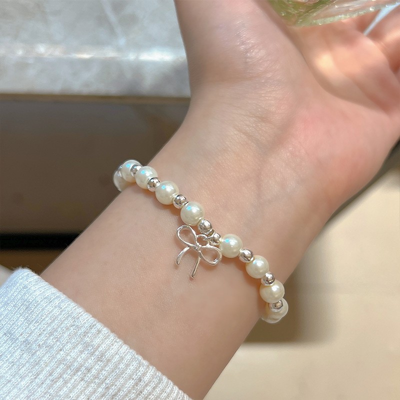 Damen-Armband aus 925er Silber mit Perlen, Luxus
