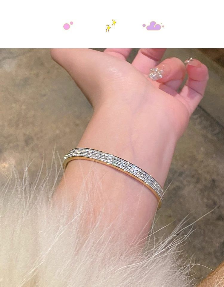 Titanstahl-Armband mit Strass, vollständig besetzt, leicht