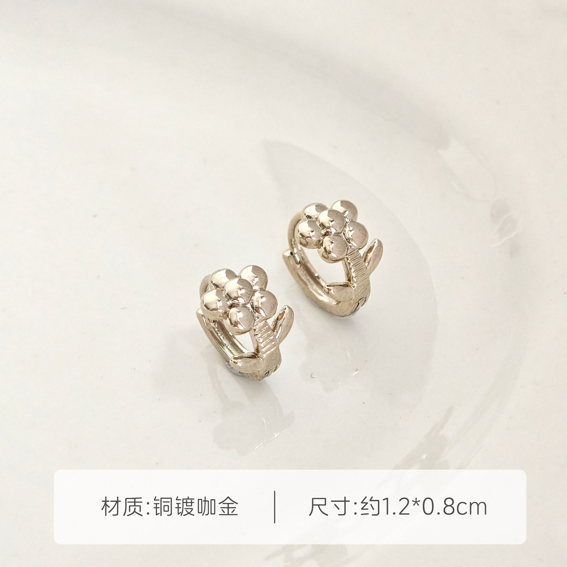韩系简约咖啡金锆石耳钉耳扣小众轻奢精致冷淡风耳饰时尚气质耳环