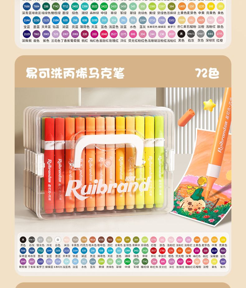 Acrylic pen set, washable, quick-drying