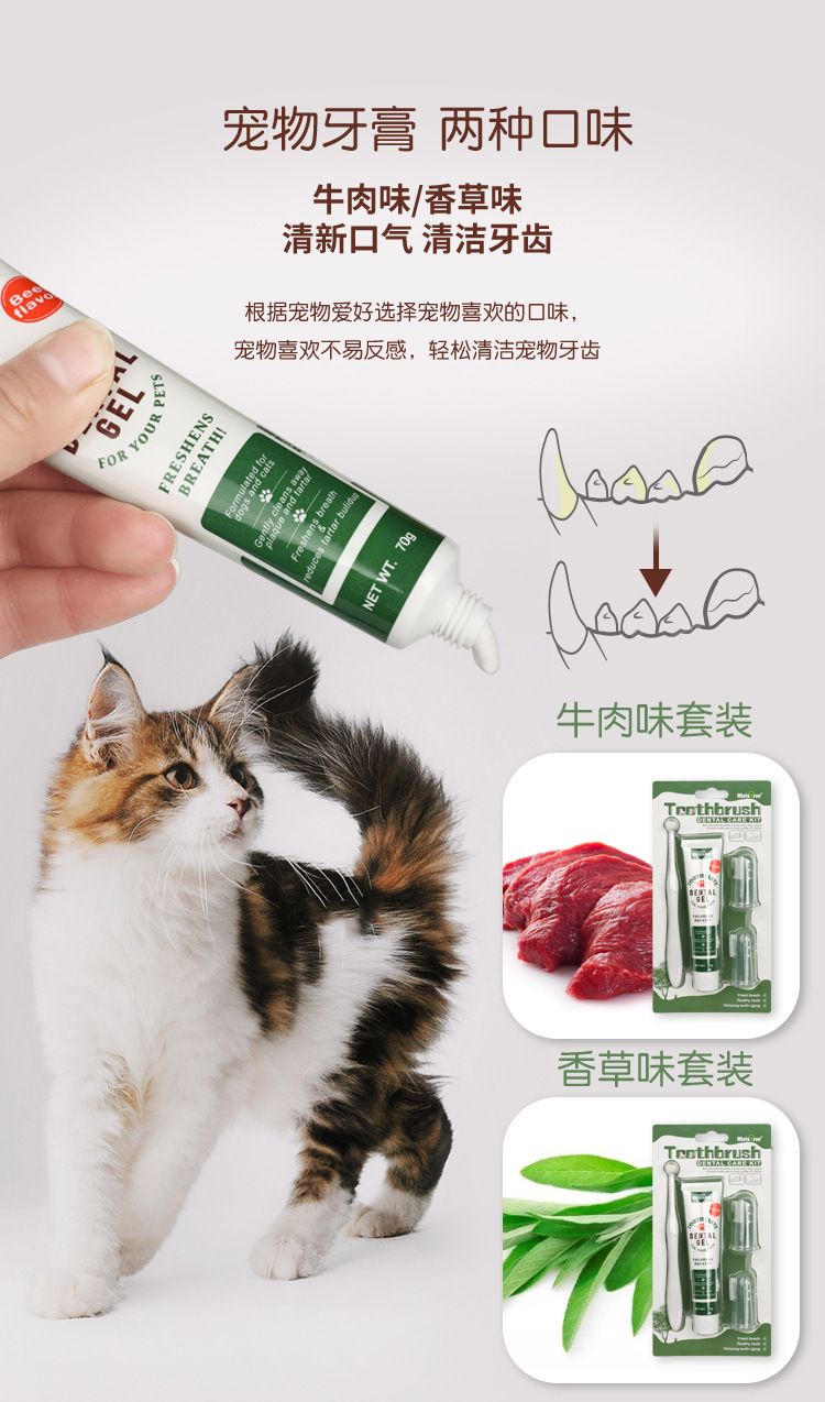 Pet toothpaste and toothbrush set for cats and dogs