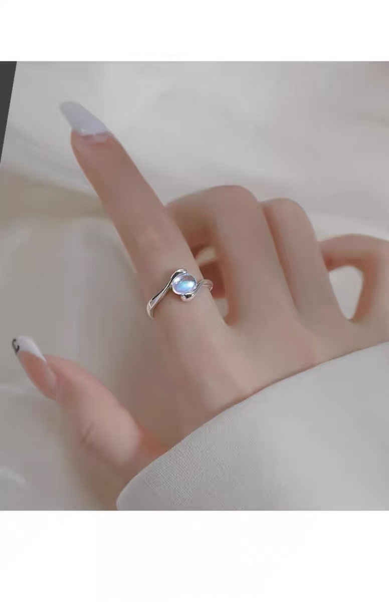925 sterling silver moonstone ring, adjustable