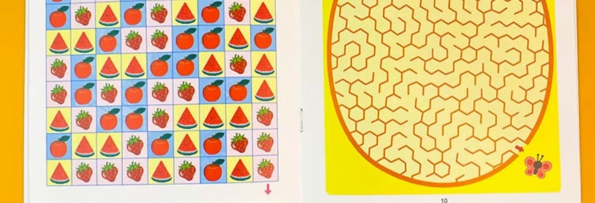 Children's maze book ages 3-8, attention and puzzle training
