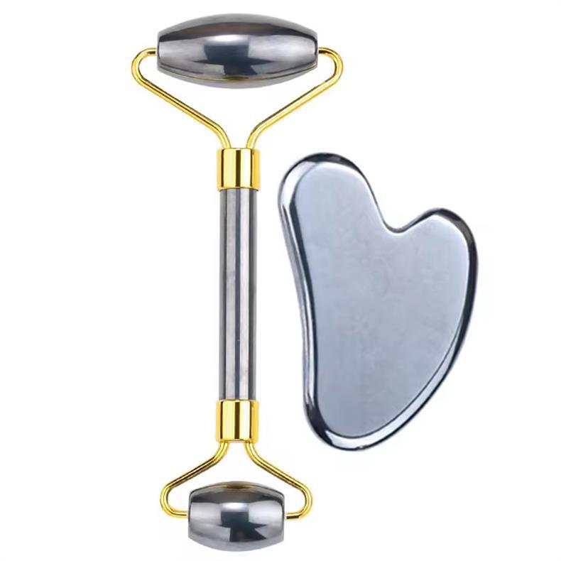 Rose Quartz Jade Dual-Head Roller Heart-Shaped Gua Sha