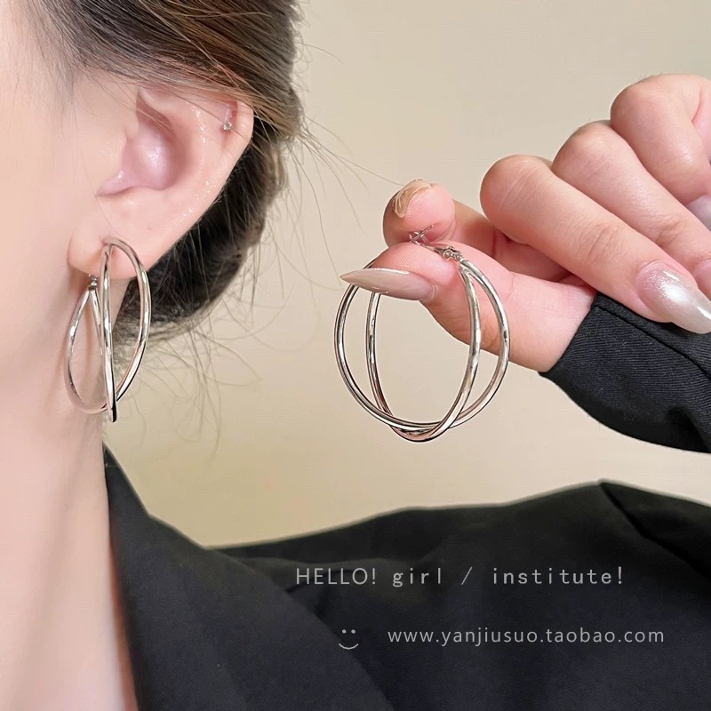 S925 silver hoop earrings, minimalist, fashion, versatile
