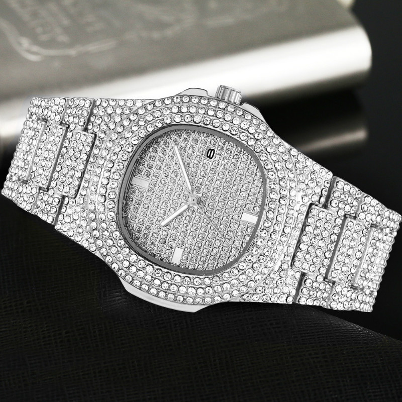 Hip-Hop Diamant-Quarzuhr Herren mit Kalender