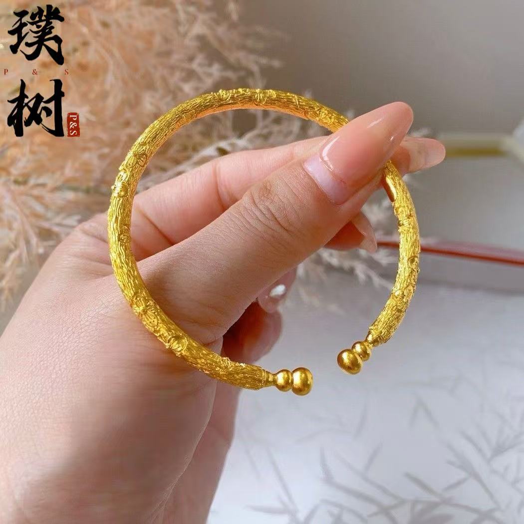 Sha jin bell ruyi bracelet for women, open adjustable, new Chinese style