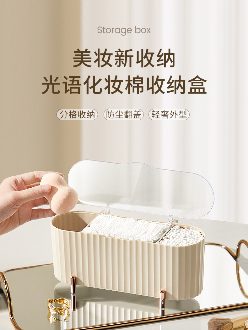 Cotton storage box for cosmetic pads, transparent lid