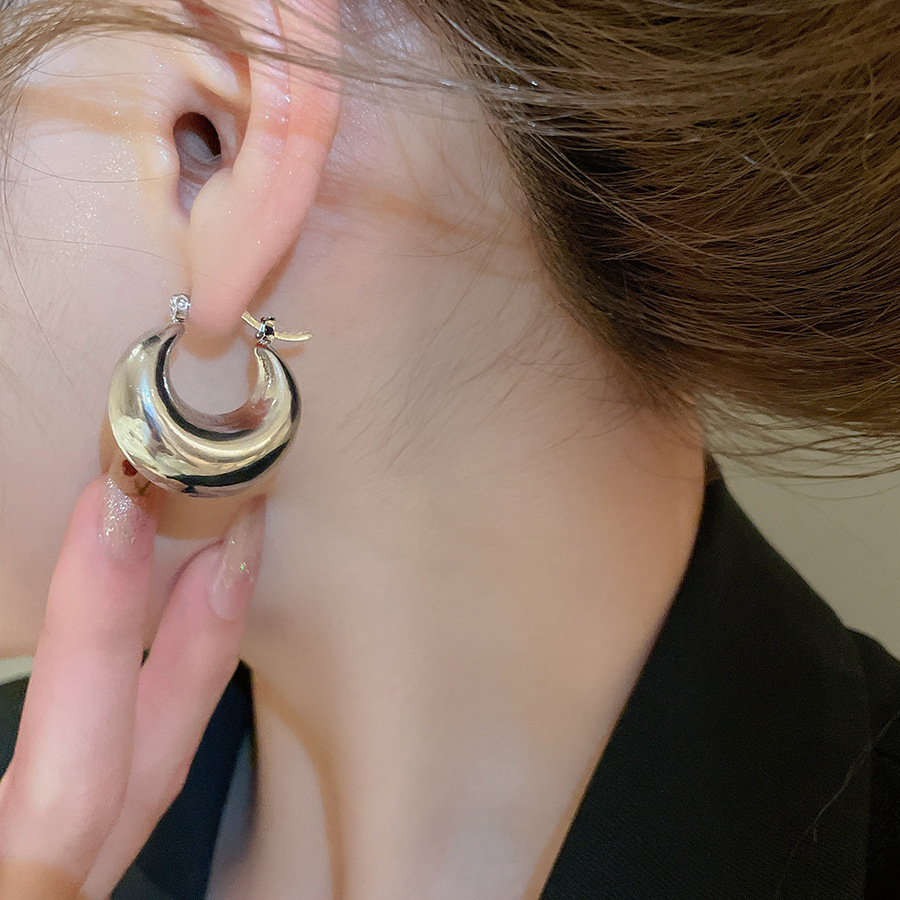 Silver Circle Earrings, Needle Post Studs