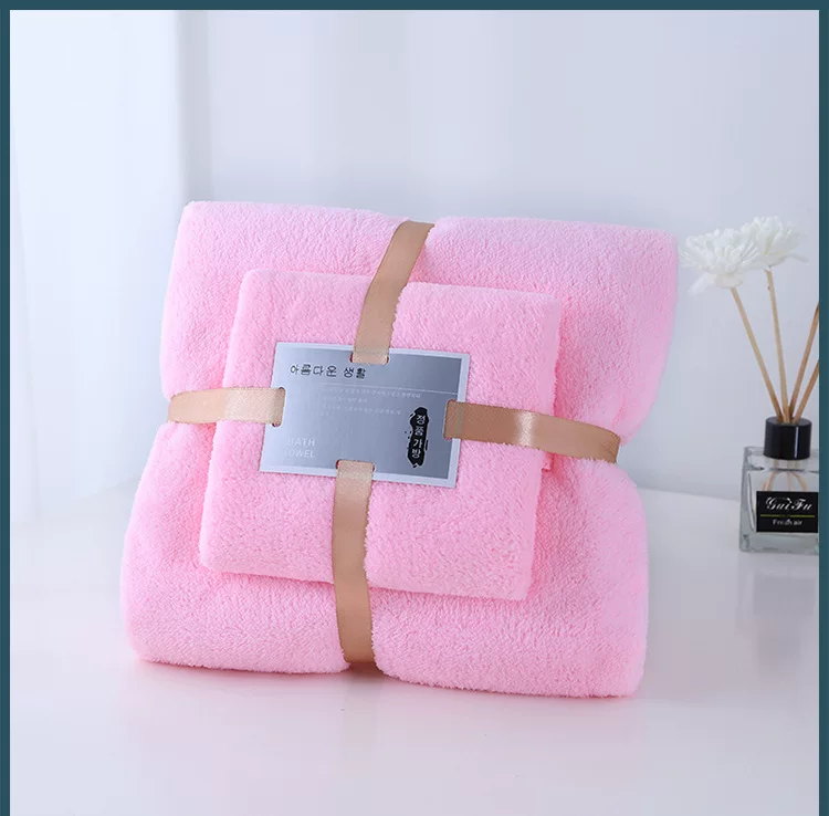 Havlu takımı, anne-çocuk seti, mercan fleece, emici