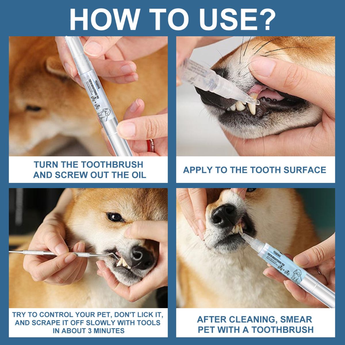 Pet dental cleaning pen for dogs and cats