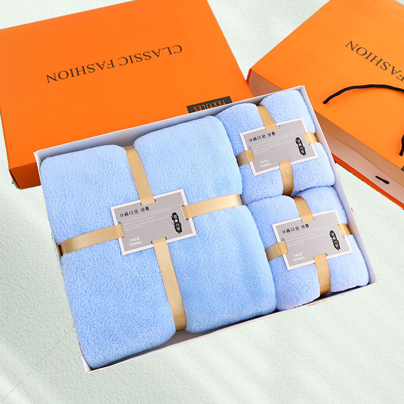 Coral fleece bath towel set, 3-piece, thickened, absorbent