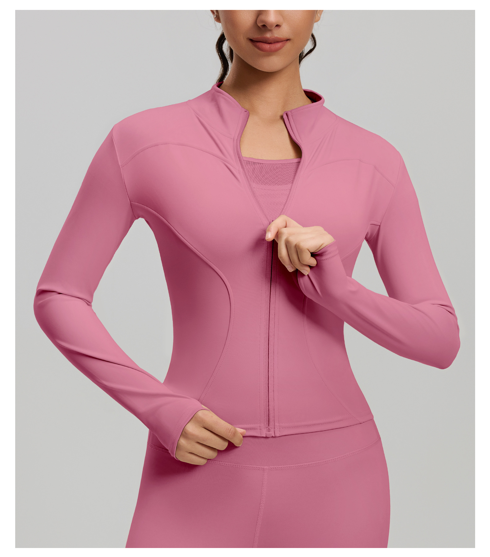 Yoga jacket, slim fit, stand collar, sports training