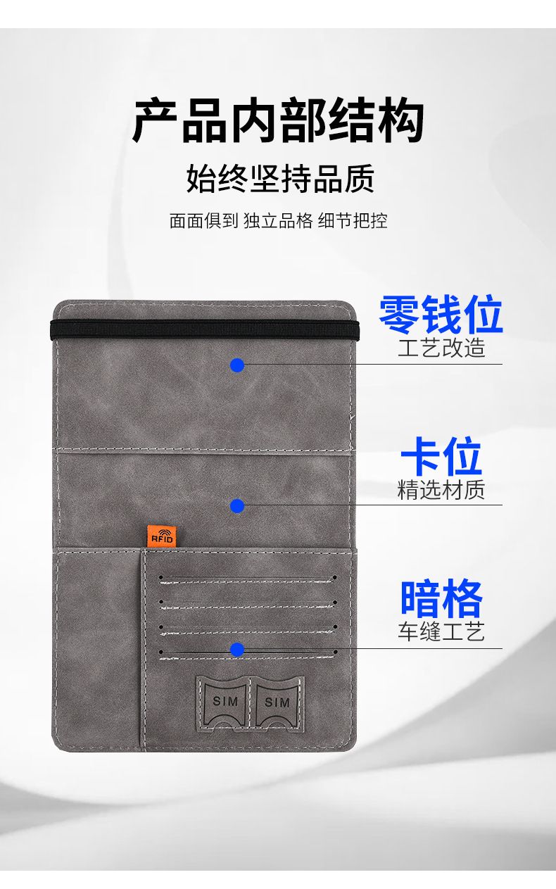 PU leather passport holder, crosshatch pattern, travel set