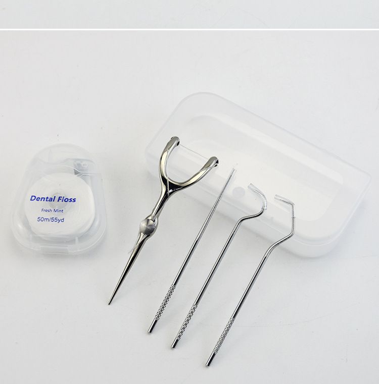 Zahnseide und Zahnstocher Edelstahl-Set