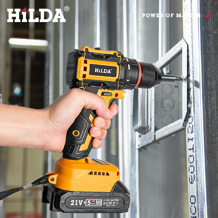 Hilda 21V brushless lithium drill, high torque, bit set