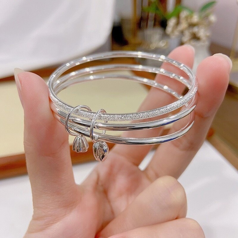 Silver-plated copper bracelet, closed design, couple style