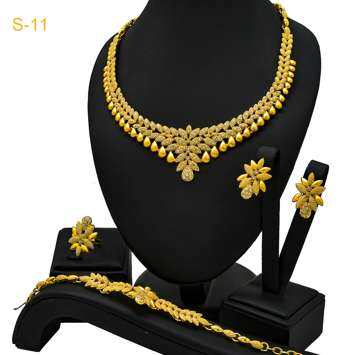 Dubai Brautschmuckset, 24K vergoldet, vierteilig