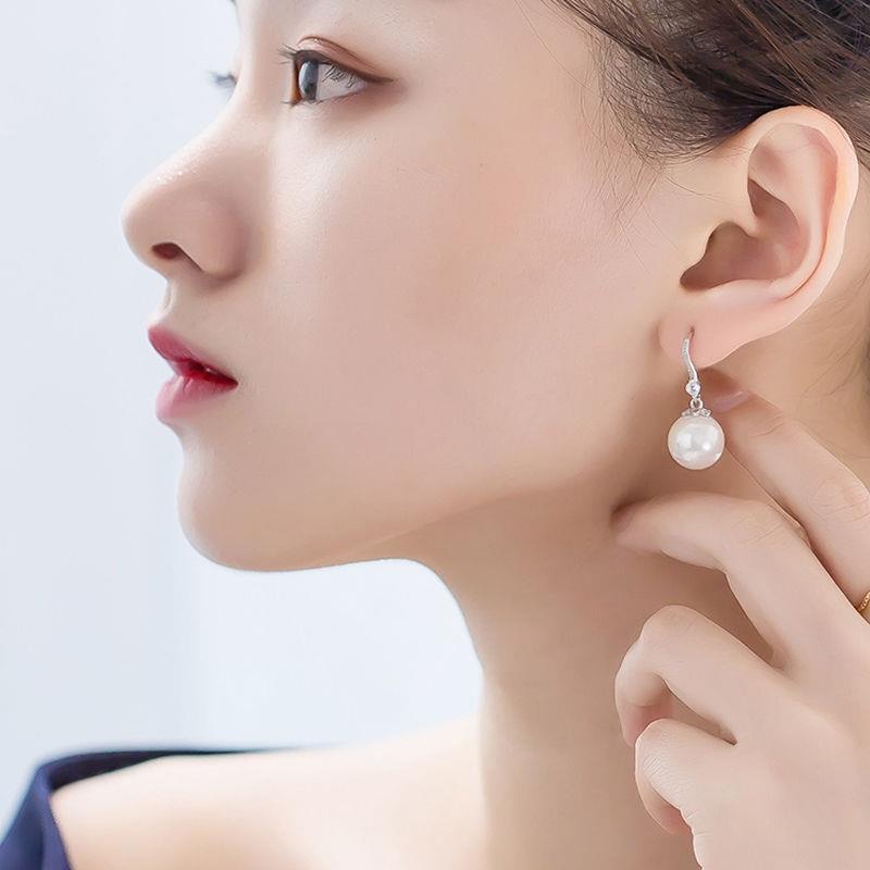 925 sterling silver women's earrings, pearl, versatile