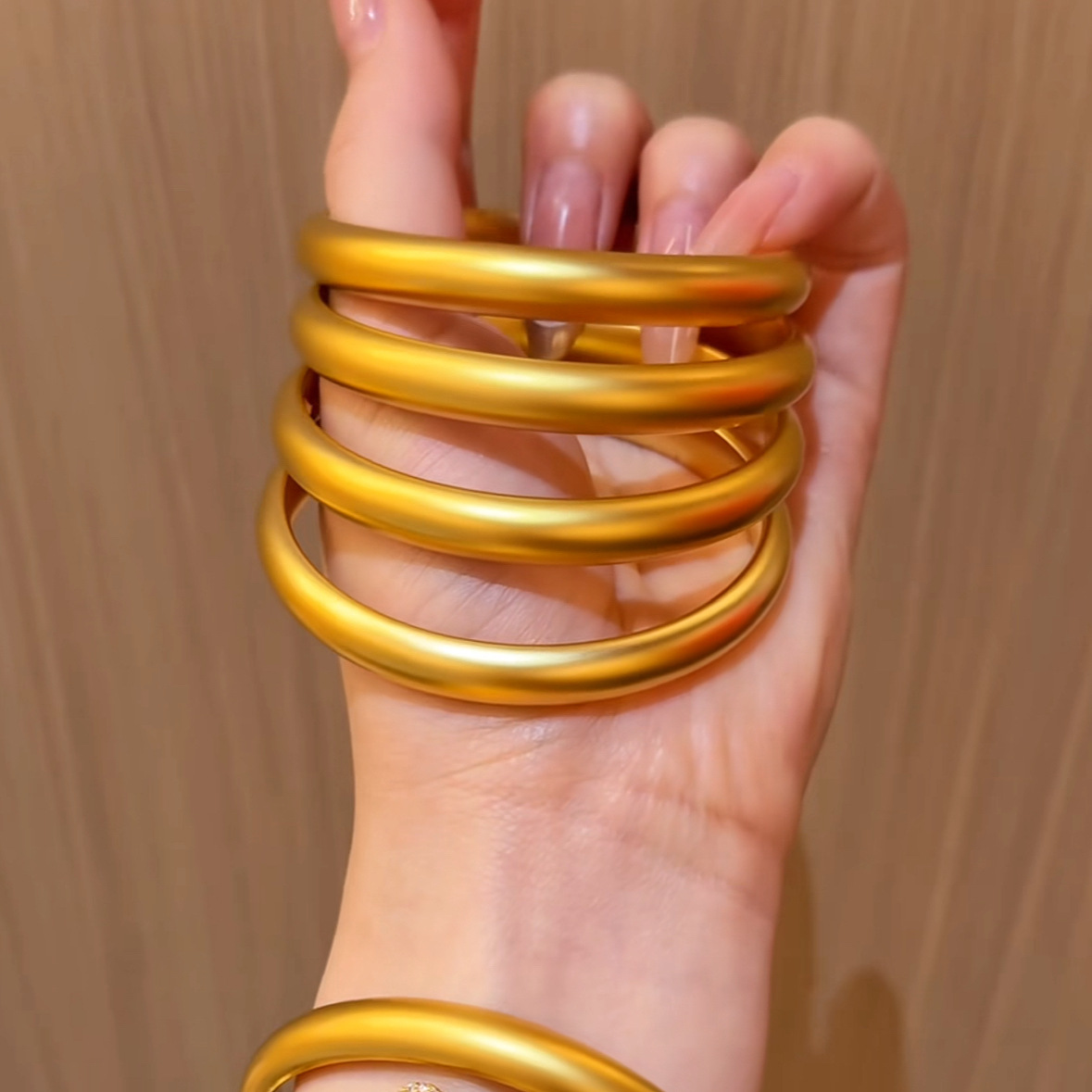 24K gold bracelet, vacuum electroplated, Chinese style solid ring, gift for women
