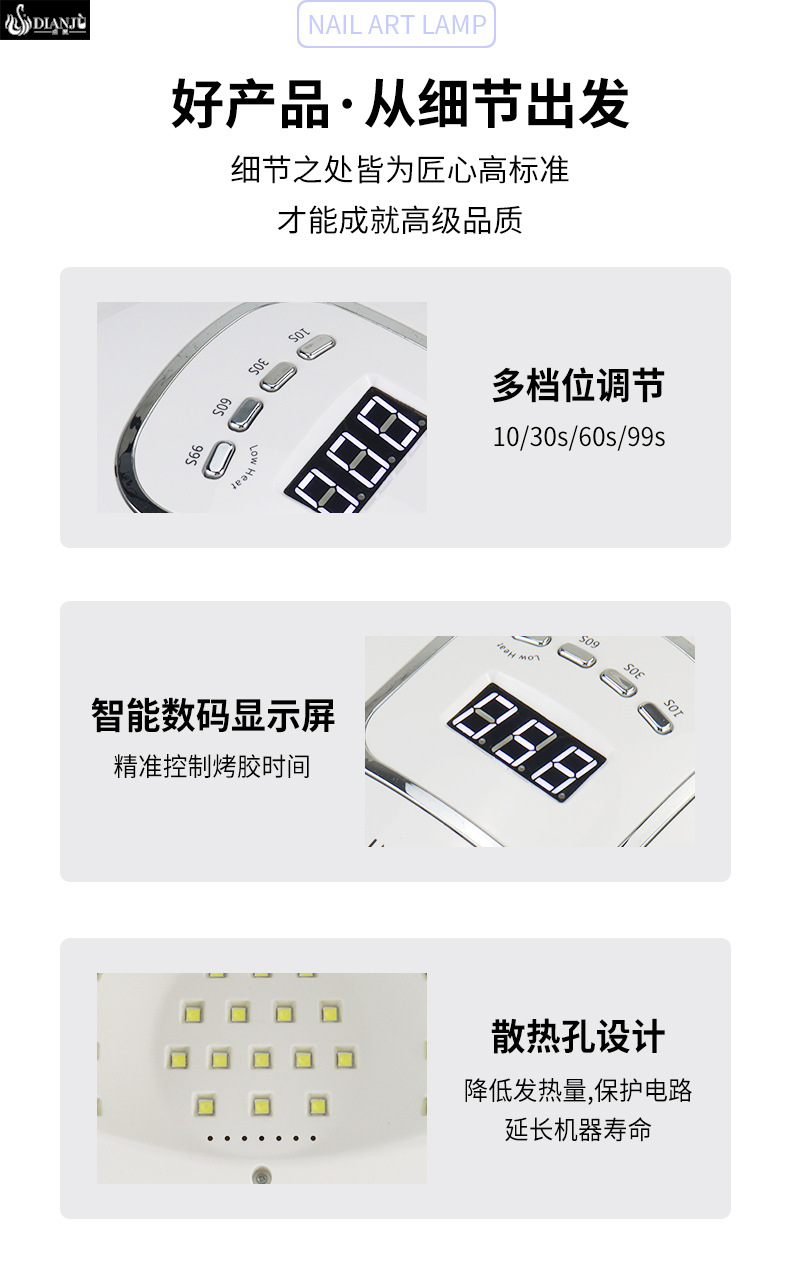 LED nail lamp UV light therapy, quick-drying non-yellowing